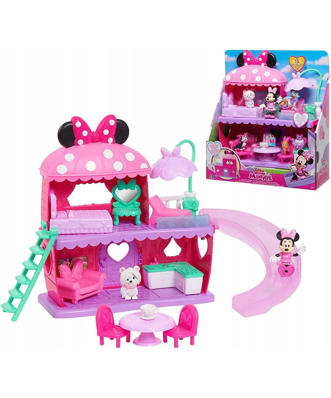 Just Play Minnie Mouse dviejų aukštų namelis su čiuožykla, figūrėlėmis ir aksesuarais + dovana