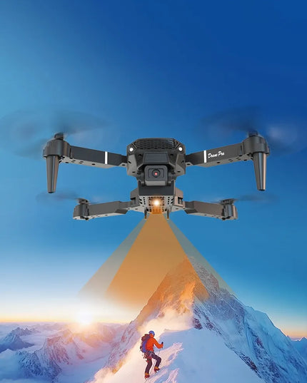 Dronas E88LCD su valdikliu su LCD ekranu, 2 kameromis, 3 akumuliatoriais, „Wi-Fi“, „Optical Flow“, 115 g, veikimo nuotolis iki 250 m