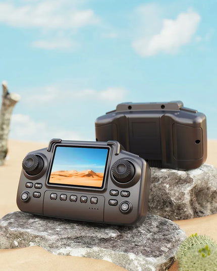 Dronas E88LCD su valdikliu su LCD ekranu, 2 kameromis, 3 akumuliatoriais, „Wi-Fi“, „Optical Flow“, 115 g, veikimo nuotolis iki 250 m