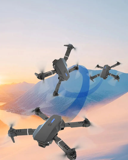 Dronas E88LCD su valdikliu su LCD ekranu, 2 kameromis, 3 akumuliatoriais, „Wi-Fi“, „Optical Flow“, 115 g, veikimo nuotolis iki 250 m