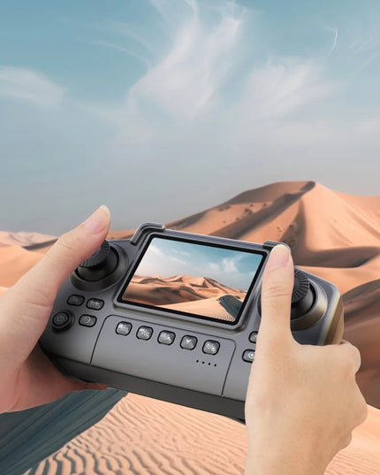 Dronas E88LCD su valdikliu su LCD ekranu, 2 kameromis, 3 akumuliatoriais, „Wi-Fi“, „Optical Flow“, 115 g, veikimo nuotolis iki 250 m