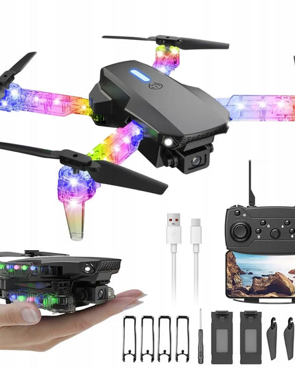 Bedee E99 sulankstomas dronas su kamera, LED apšvietimu ir laikymo krepšiu