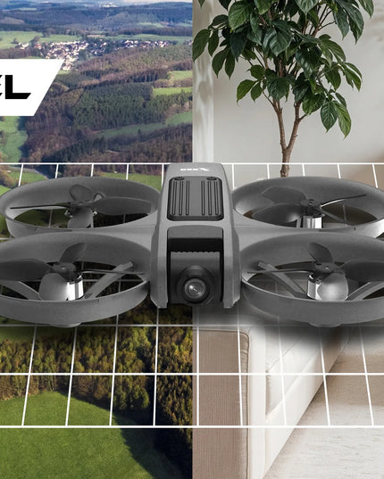 Dronas su LCD ekranu turinčiu valdikliu, bešepetėliniu varikliu, 2 kameromis, „Wi-Fi“ ir 3 akumuliatoriais, 150 g