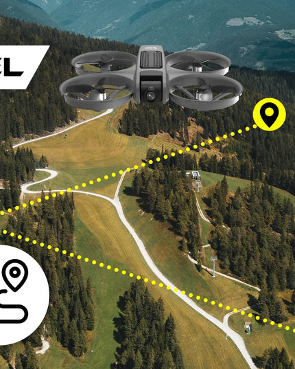 Dronas su LCD ekranu turinčiu valdikliu, bešepetėliniu varikliu, 2 kameromis, „Wi-Fi“ ir 3 akumuliatoriais, 150 g
