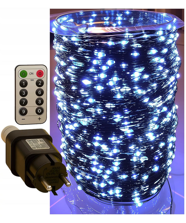 1000 LED girlianda 100 m, šaltai balta, vielinė