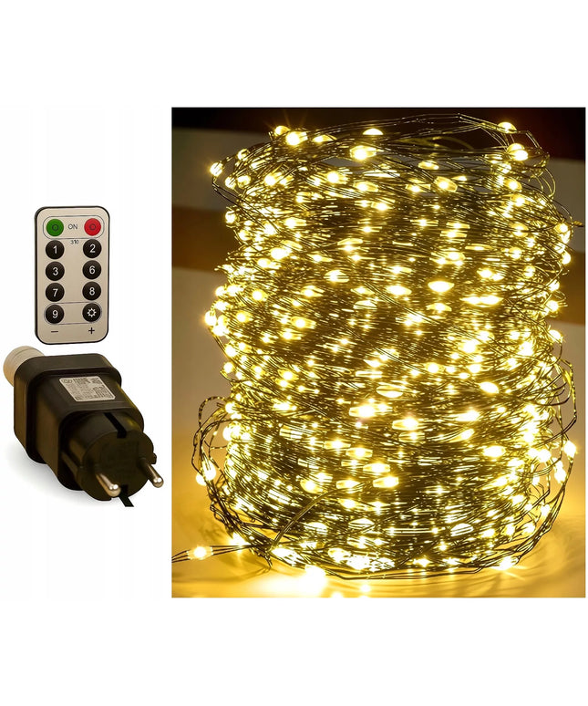 DRUCIK 500 LED Kalėdinės lemputės 50m BALTAS ŠILTAS GIRLIANDA RYŽ