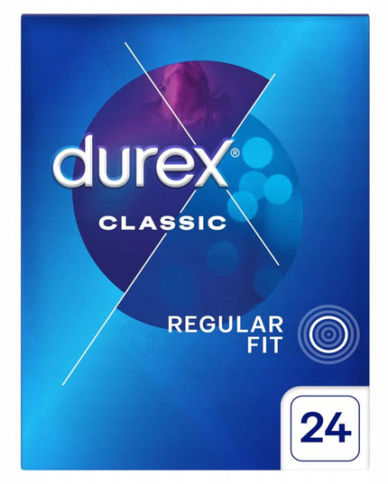 DUREX CLASSIC Klasikiniai prezervatyvai 24 vnt. sudrėkinti ir prigludę