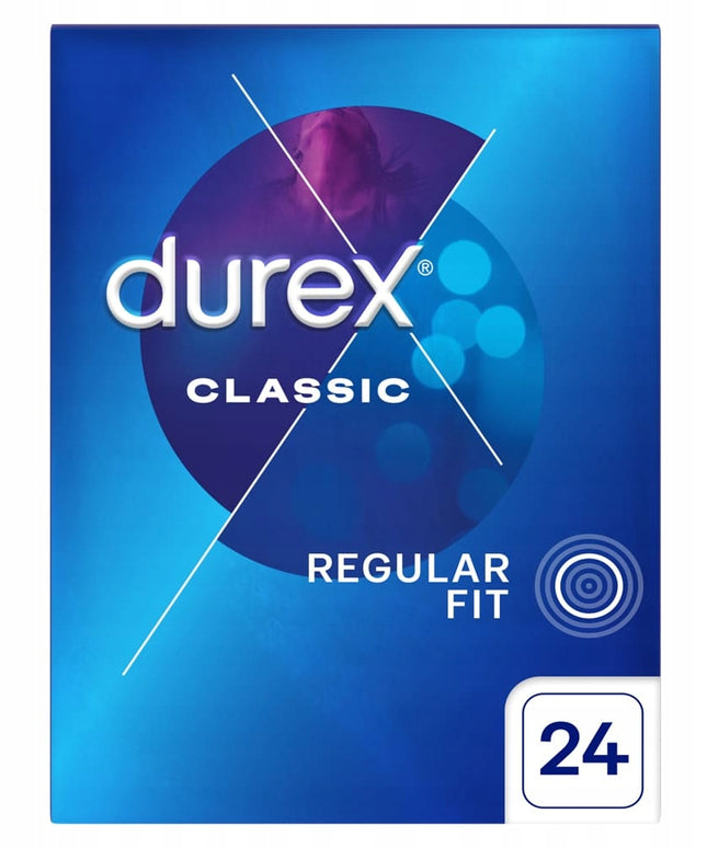 DUREX CLASSIC Klasikiniai prezervatyvai 24 vnt. sudrėkinti ir prigludę