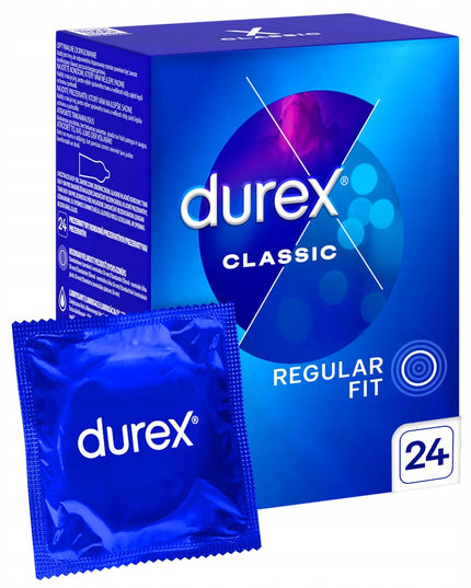 DUREX CLASSIC Klasikiniai prezervatyvai 24 vnt. sudrėkinti ir prigludę