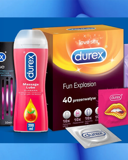 DUREX Pleasure Mix Rinkinys Riboti stimuliuojantys prezervatyvai 40 vnt.