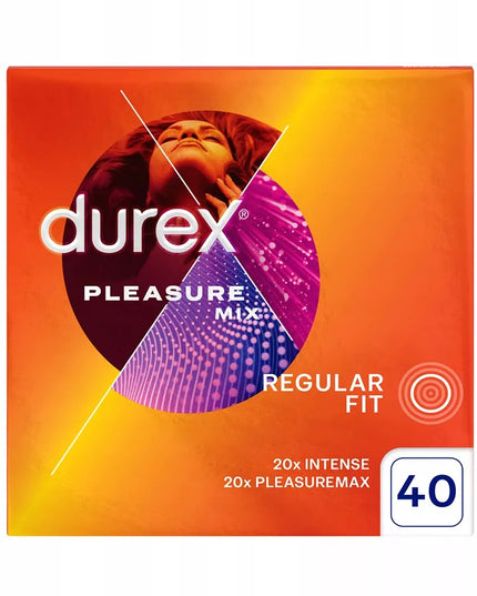 DUREX Pleasure Mix Rinkinys Riboti stimuliuojantys prezervatyvai 40 vnt.