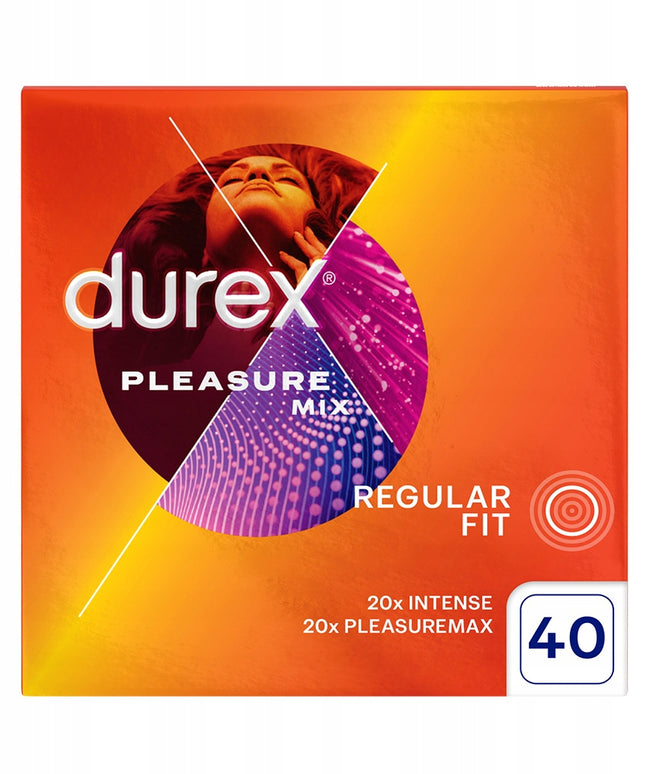 DUREX Pleasure Mix Rinkinys Riboti stimuliuojantys prezervatyvai 40 vnt.