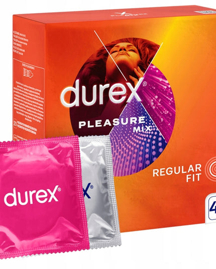 DUREX Pleasure Mix Rinkinys Riboti stimuliuojantys prezervatyvai 40 vnt.