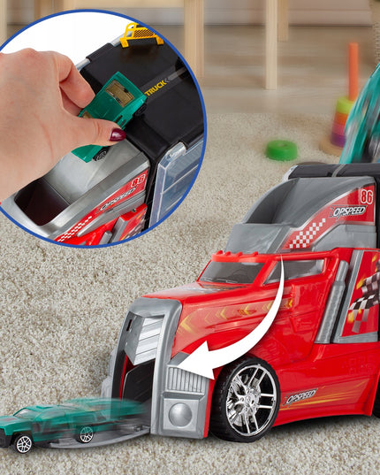 Didelis sunkvežimis žaisliniai automobiliai, paleidimo įrenginys, sunkvežimis transportuotojas 10 automobiliukų didelis