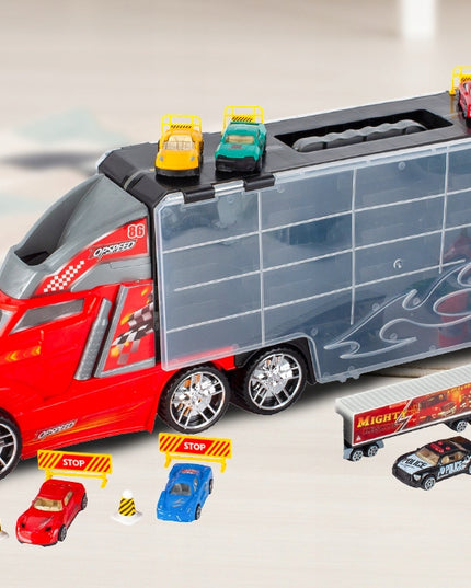 Didelis sunkvežimis žaisliniai automobiliai, paleidimo įrenginys, sunkvežimis transportuotojas 10 automobiliukų didelis