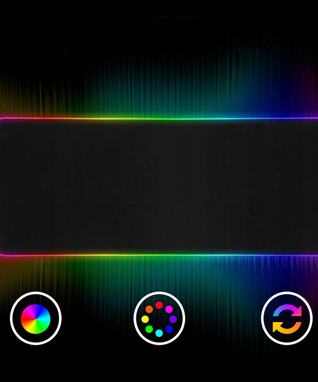 Didelis RGB XXL žaidimų pelės kilimėlis su LED apšvietimu ant stalo