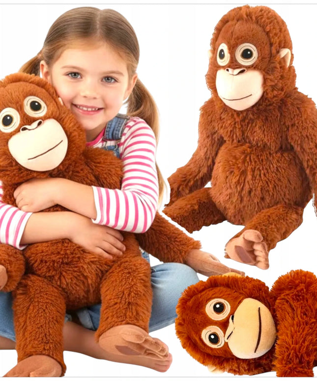 WKS didelis pliušinis orangutanas 90 cm su lipukais ant letenėlių