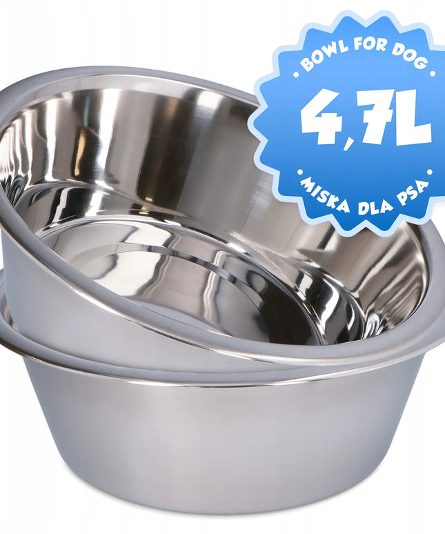 Didelis metalinis dubuo šunims 4,7 l – nerūdijančio plieno, sidabrinis