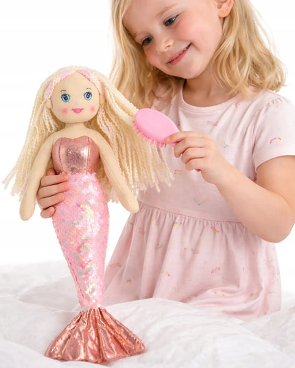Didelė pliušinė undinėlė – lėlė-žaislas, rožinė, 43 cm