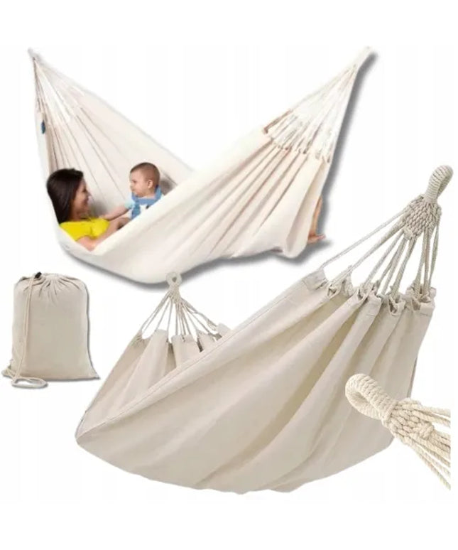DIDELIS DVIVIEČIAI XXL HAMAKAS 260x150 CM SODUI TVIRTAS IKI 150KG BOHO