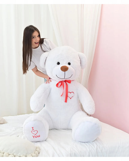 DIDELIS PLUŠINIS MEŠKIUKAS 190 cm, MILŽINIŠKAS MINKŠTAS ŽAISLAS – 2, BALTAS, DOVANA