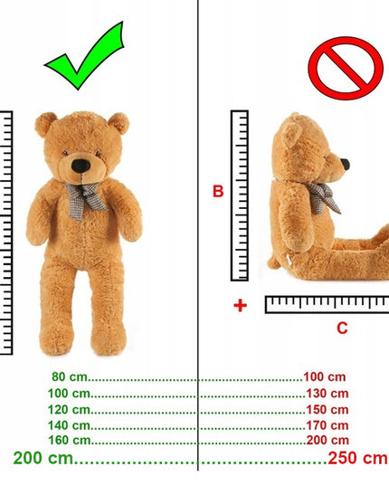 Didelis meškinas, didžiulis pliušinis žaislas, minkšta milžiniška 200cm figūrėlė, dovana