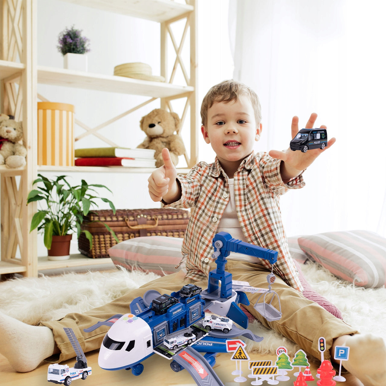 DIDELIS POLICIJOS LĖKTUVAS IŠSKLEIDŽIAMAS INTERAKTYVUS NAUDOJANTIS BATERIJOMIS STOVĖJIMO AIKŠTELĖ TRANSPORTAS