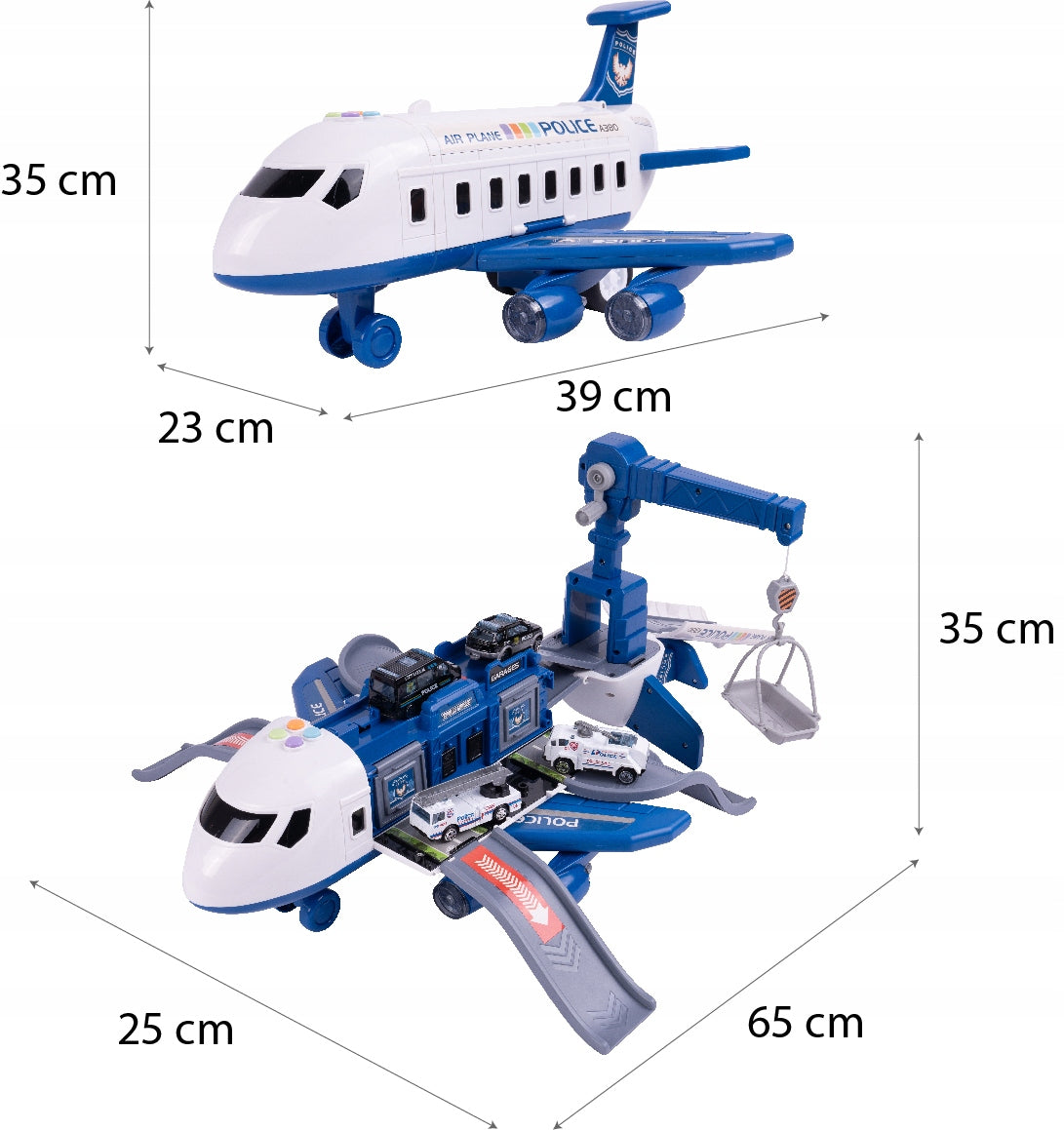 DIDELIS POLICIJOS LĖKTUVAS IŠSKLEIDŽIAMAS INTERAKTYVUS NAUDOJANTIS BATERIJOMIS STOVĖJIMO AIKŠTELĖ TRANSPORTAS