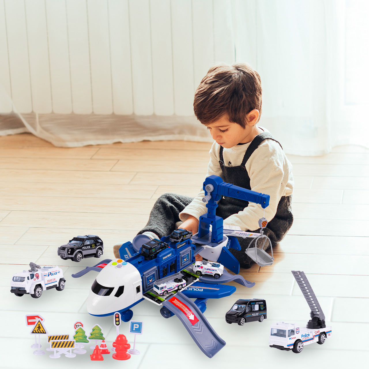 DIDELIS POLICIJOS LĖKTUVAS IŠSKLEIDŽIAMAS INTERAKTYVUS NAUDOJANTIS BATERIJOMIS STOVĖJIMO AIKŠTELĖ TRANSPORTAS