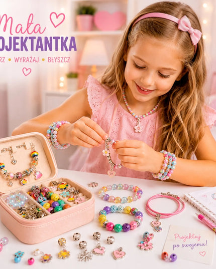 Didelis QULKI rinkinys apyrankėms ir vėriniams kurti su pakabukais, karoliukais ir dėžute