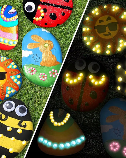 „Regmag“ didelis akmenų tapymo rinkinys „DIY“ su tamsoje šviečiančiais dažais ir teptukais