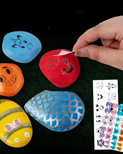 „Regmag“ didelis akmenų tapymo rinkinys „DIY“ su tamsoje šviečiančiais dažais ir teptukais