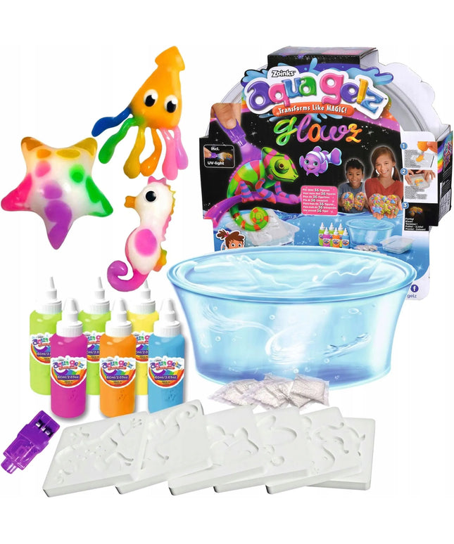 „Simba Aqua Gelz Deluxe“ didelis kūrybinis rinkinys, šviečiantis tamsoje, su UV žibintuvėliu