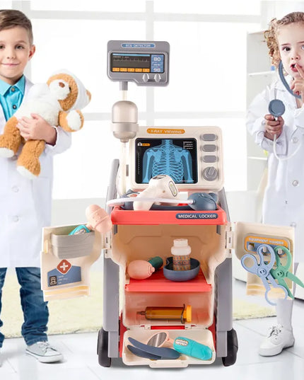Didelis gydytojo rinkinys su EKG vežimėliu vaikams