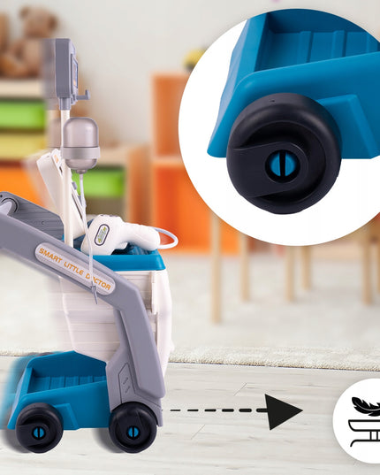 Didelis gydytojo EKG rinkinys su aksesuarais ant vežimėlio, Mažasis gydytojas vaikams