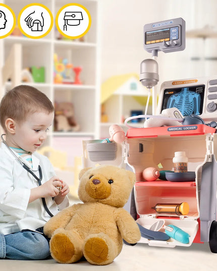 Didelis gydytojo rinkinys su EKG vežimėliu vaikams