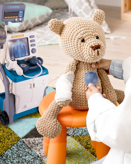 Didelis gydytojo EKG rinkinys su aksesuarais ant vežimėlio, Mažasis gydytojas vaikams