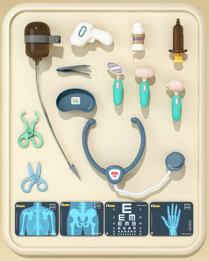 Didelis gydytojo EKG rinkinys su aksesuarais ant vežimėlio, Mažasis gydytojas vaikams