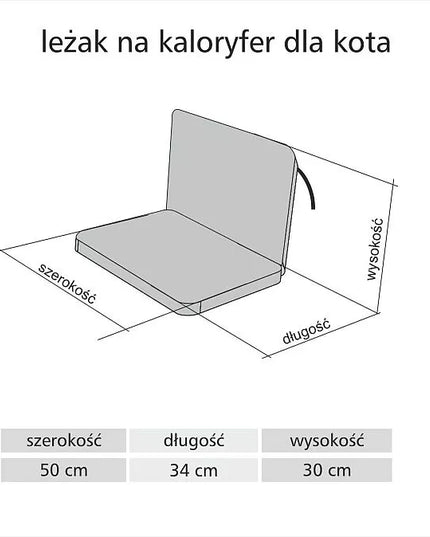 Didelis katės hamakas-lova ant radiatoriaus
