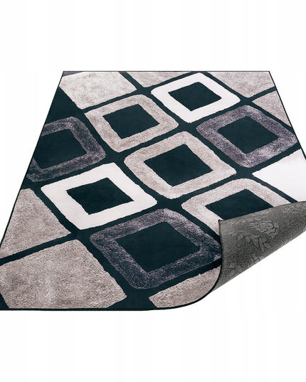 Kilimas 120x170 Rudas Juodas Svetainei Geometrinis Kvadratų Neslystantis