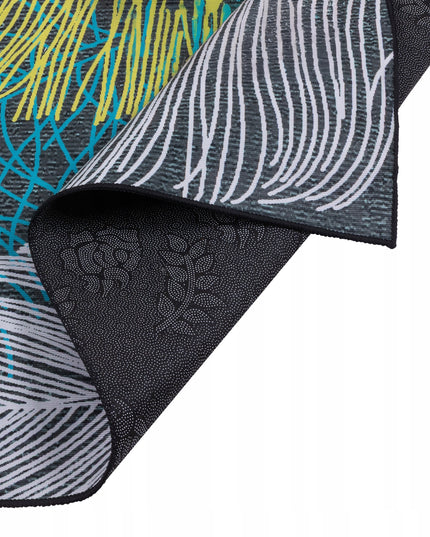 Kilimas 120x170 Juodas, Mėlynas, Geltonas, Plunksnos, Svetainei, Kambariui, Neslystantis