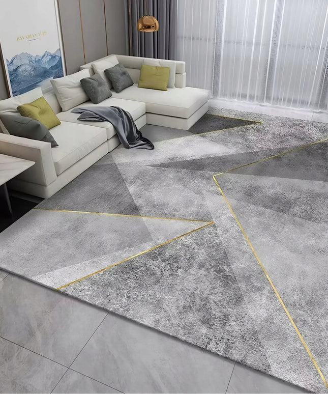 Kilimas 120x170 pilkas, juodas, auksinis, geometrinis, modernus, neslystantis BCF