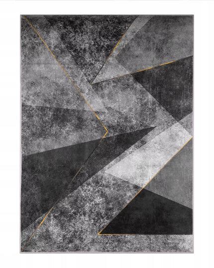 Kilimas 120x170 pilkas, juodas, auksinis, geometrinis, modernus, neslystantis BCF