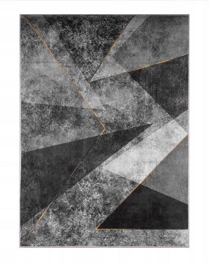 Kilimas 120x170 pilkas, juodas, auksinis, geometrinis, modernus, neslystantis BCF