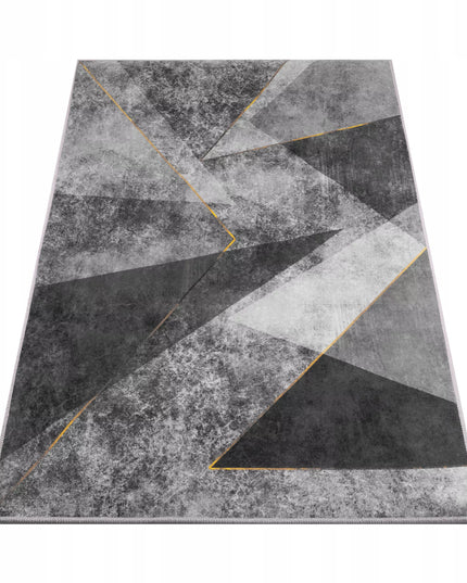 Kilimas 120x170 pilkas, juodas, auksinis, geometrinis, modernus, neslystantis BCF