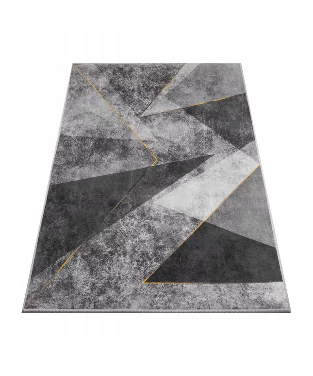 Kilimas 120x170 pilkas, juodas, auksinis, geometrinis, modernus, neslystantis BCF