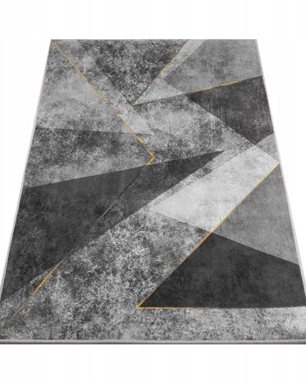 Kilimas 120x170 pilkas, juodas, auksinis, geometrinis, modernus, neslystantis BCF
