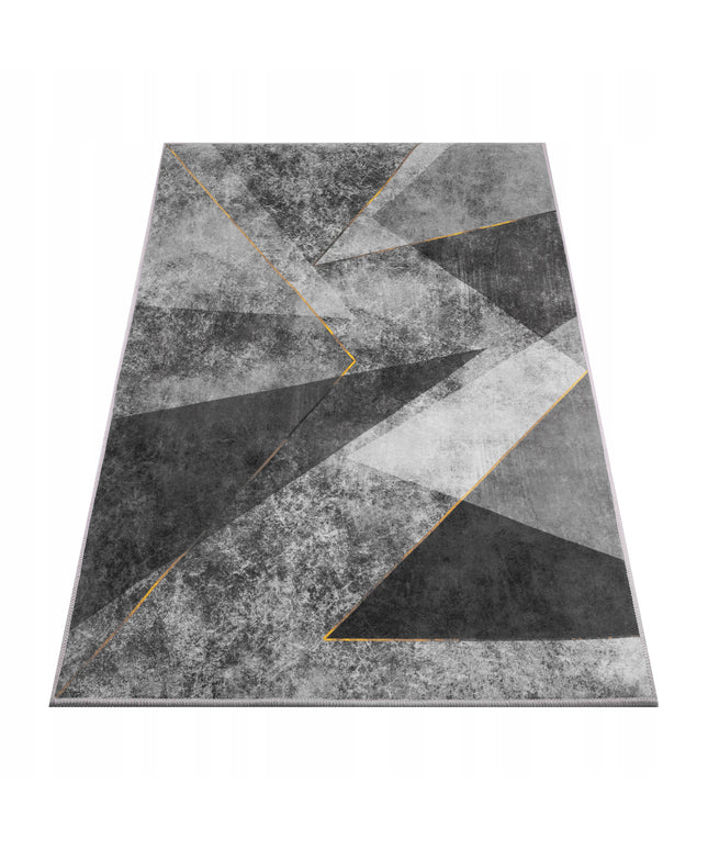Kilimas 120x170 pilkas, juodas, auksinis, geometrinis, modernus, neslystantis BCF