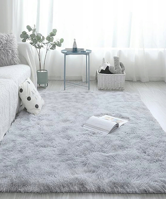 Kilimas 170x120 cm Pilkas Pūkuotas Ilgo Plauko Glamūrinis Modernus Svetainei