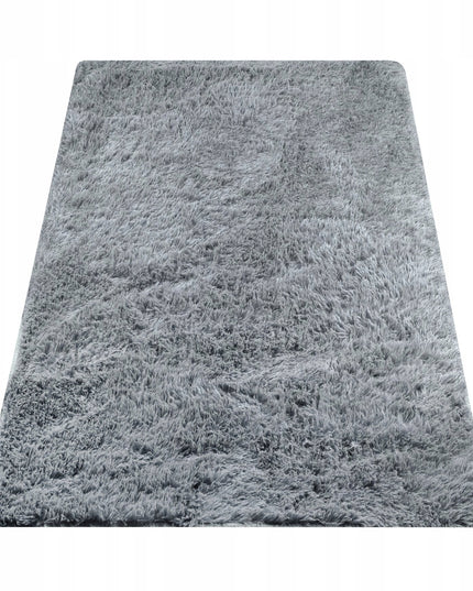 Kilimas 170x120 cm Pilkas Pūkuotas Ilgo Plauko Glamūrinis Modernus Svetainei